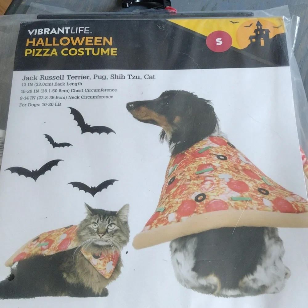 Vibrant Halloween Pizza Costume for Cats - Yellow and Red